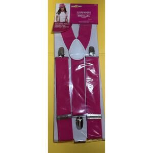 Suspenders Clown Fancy Dress Up Adult Child Unisex Costume Party Accessory Pink